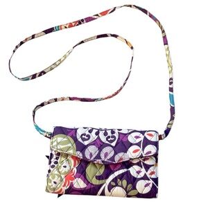 VERA BRADLEY Strap Wallet Crossbody  | Plum Crazy  | Can Use with or w/o Strap